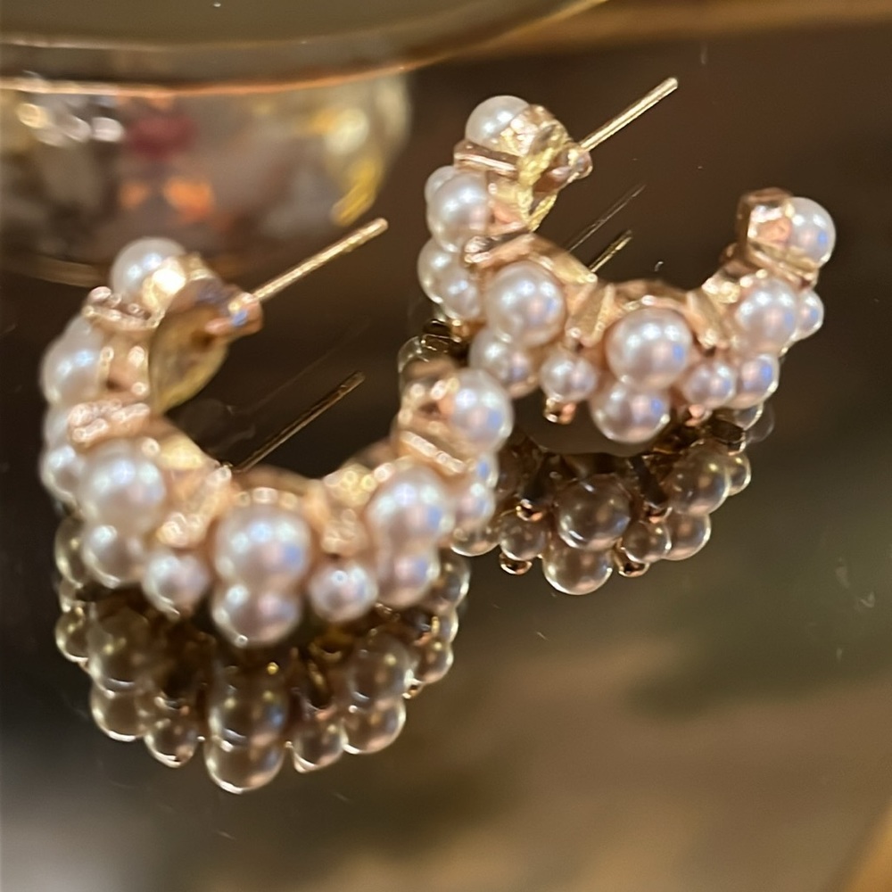 Elegant Pearl Hoop Earrings